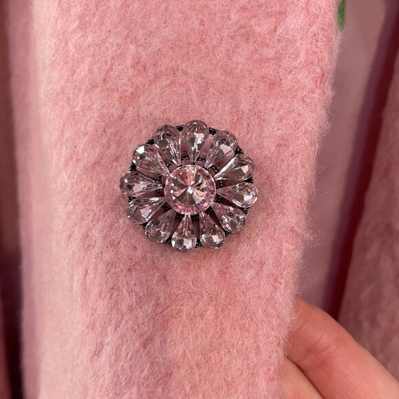 New Kate Spade Wool Blend Faux Fur Trim Coat Tulip Pink 8, M $798 - Picture 7 of 9